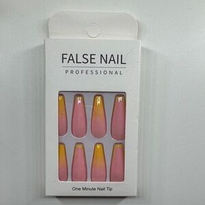 Pink and Yellow Press-on Nails